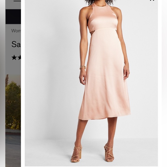 Express Satin Halter Side Cutout Midi Dress - Picture 2 of 12